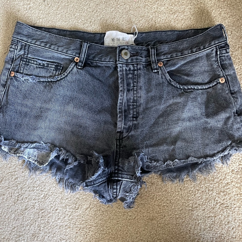 Free People Black Denim Shorts